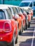 MINI Cooper cars are ready for shipment in a row in the port of Southampton United Kingdom