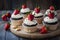 Mini cupcakes topped with chocolate and strawberries, complimentary download