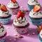 Mini cupcakes topped with chocolate and strawberries, complimentary download