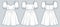 Mini Dress technical fashion illustration. Puff Sleeve Ruffled Dress fashion flat technical drawing template, square neck