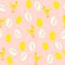 Mini easter eggs and chickens seamless pattern on a soft pink background