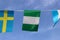 Mini fabric rail flag of Nigeria, the flag has three vertical bands of green, white, green.