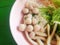 Mini fish ball noodle served dry