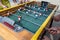 Mini football game table in close up view