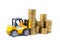 Mini forklift truck loading stack coin with steps of gold coin,