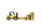 Mini forklift truck loading stack coin with steps of gold coin,