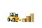 Mini forklift truck loading stack coin with steps of gold coin,