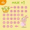 Mini game for children. Help rabbit go through the labyrinth of numbers. Easter