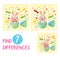 Mini-game for children on the theme of Easter. Find 7 differences in the picture