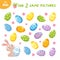 Mini game for children on the theme of Easter. Help the rabbit find 2 same eggs