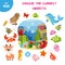 Mini game for kids, pick the right picture. Marine theme. Fauna, marine animals