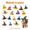 mini games for kids for a Halloween party. Find 4 pairs of witch hats.