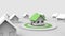 Mini Green home - Property and residential Business In the artistic / Grey Monotone Background Art