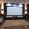 Mini Home Theater on white wall, big screen, audio equipment