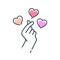 Mini i love you hand ,korean heart finger i love you sign icon vector line art illustration sticker design social media