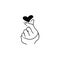 mini i love you hand ,korean heart finger i love you sign icon vector line art illustration sticker design social media