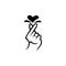 mini i love you hand ,korean heart finger i love you sign icon vector line art illustration sticker design social media