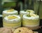 Mini lime cheesecake in a glass jar