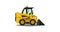 Mini loader. Yellow, flat style. Commercial Vehicles. Special equipment. Vector illustration. Flat style