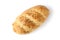 Mini loaf of bread with poppy seeds on a white background, close-up, isolate. Flat lay, top view