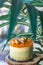 Mini mango and pistachio mousse cake tart