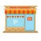 Mini market shop booth facade building of grocery store vector flat design isolated icon