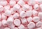 Mini marshmallows of  light pink color. Flat lay.  Selective Focus