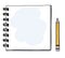 Mini notebook hand drawn and yellow pencil vector line art illus