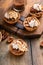 Mini pecan pies baked in a muffin tin