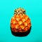 Mini Pineapple on a blue background. Tropical Minimal. Fresh ideas
