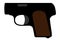 Mini pistol, browning. Vector silhouette weapon, gun