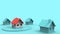Mini Red home -Property and residential Business In the artistic and concept with Blue pastel color tones