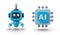 Mini robot, processor with AI label. Set of vector objects in cartoon 3D style