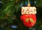 Mini Santa Claus Red Glove Ceramic Ornament Hanging on the Christmas Tree