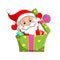 The mini Santa clause using the Christmas hat popping up from the cute big box of gifts