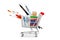 Mini shopping cart with artistic goods for drawing
