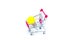 Mini shopping cart or supermarket trolley with yellow tungsten l