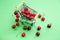 Mini shoppingcart with red ripe cherries