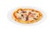 Mini, small pizza on plate isolated white
