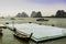 Mini soccer field on the water in the bay of phang nga thailand