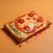 Mini square pizza on orange background