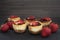 Mini strawberry cheesecake in muffin forms