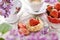 Mini tartlet with cottage cheese and strawberry and fresh fruits