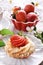 Mini tartlet with cottage cheese and strawberry and fresh fruits