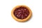 Mini tartlet with strawberry jam on top view on white background