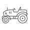 Mini tractor thin line icon, Garden and gardening concept, farm cultivator sign on white background, silhouette of small