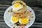 Mini traditional Egyptian flat bread with wheat bran and flour, small Aish Baladi or small bread stuffed and filled with slices of