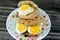 Mini traditional Egyptian flat bread with wheat bran and flour, small Aish Baladi or small bread stuffed and filled with slices of