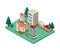 Mini trees and buildings neighborhood isometric