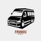 Mini van outlined sketch, isolated vector symbol